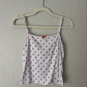 White Cami with Cherry Print